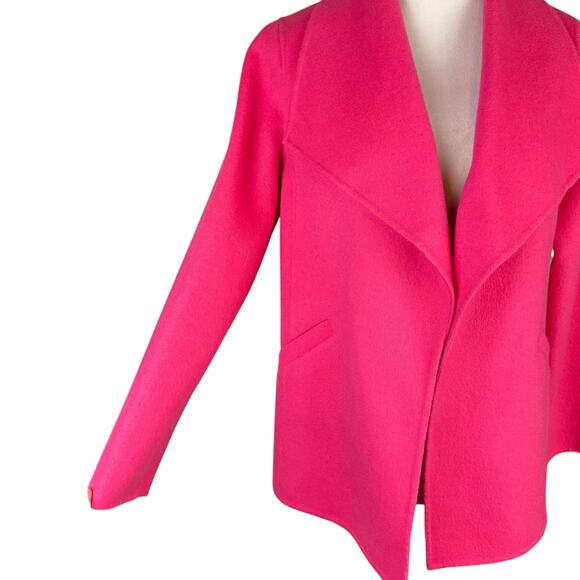Talbots Petites Wool Blend Solid Hot Pink Felt Business Casual Blazer Jacket - Picture 8 of 12